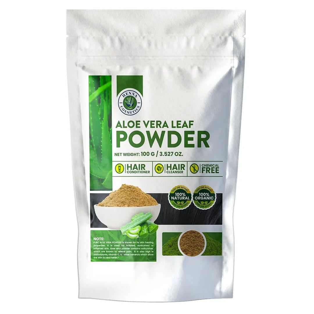 Aloe Vera Leaf Powder 100 Grams (3.53 Oz.) Hair and Skin Supplement - Henna Cosmetics