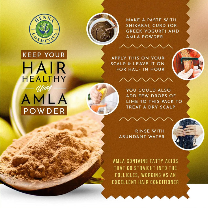 Amla Powder With Seed 100 Grams (3.527 oz.) Hair and Skin Supplement - Henna Cosmetics