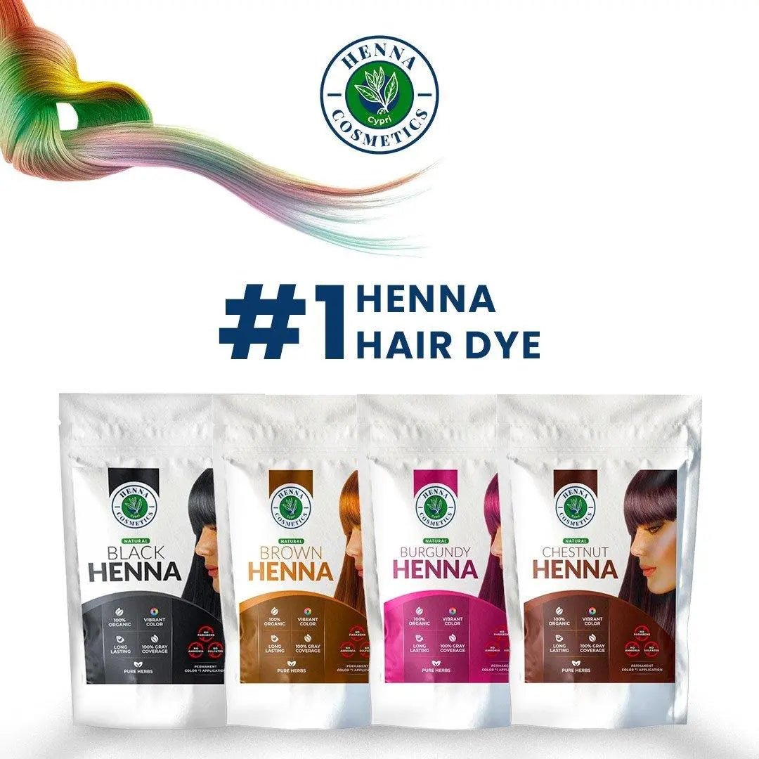 Black, Brown, Burgundy & Chestnut Henna Hair Dye  Mix | 50 Grams (1.7 oz.) | 100% Natural Hair Coloring - Henna Cosmetics