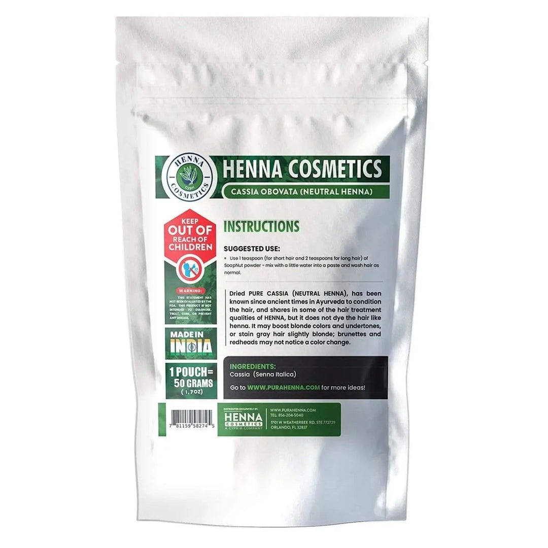 Cassia Obovata (Neutral Henna) Powder 50 Grams (1.7 oz.) Hair & Scalp Conditioner and clenaser - Henna Cosmetics