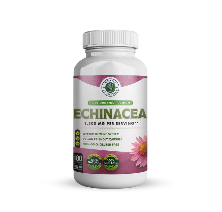 Echinacea Capsules 1300 Grams - 180 Vegetarian Capsules - Henna Cosmetics