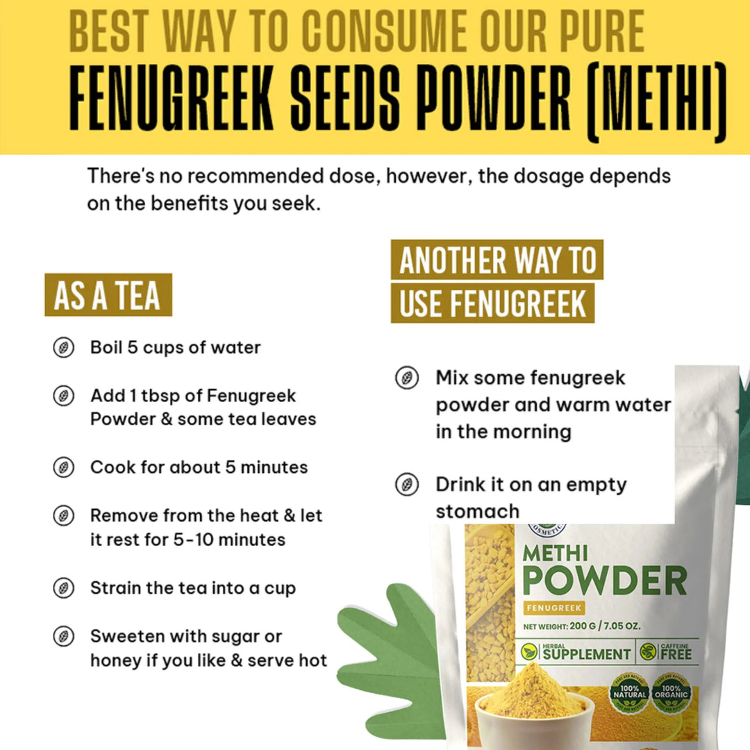 Fenugreek Powder (Methi) 100 Grams (3.53 oz.) Herbal Supplement - Henna Cosmetics