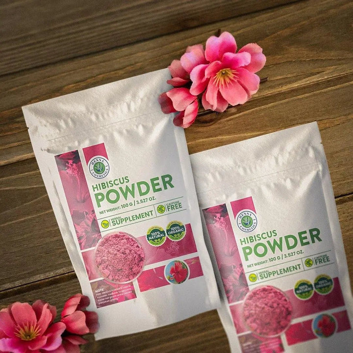 Hibiscus Powder, 100% Natural, Pure, Organic, Herbal Supplement, for Tea, Skin & Hair Moisture 100 Grams | Henna Cosmetics - Henna Cosmetics