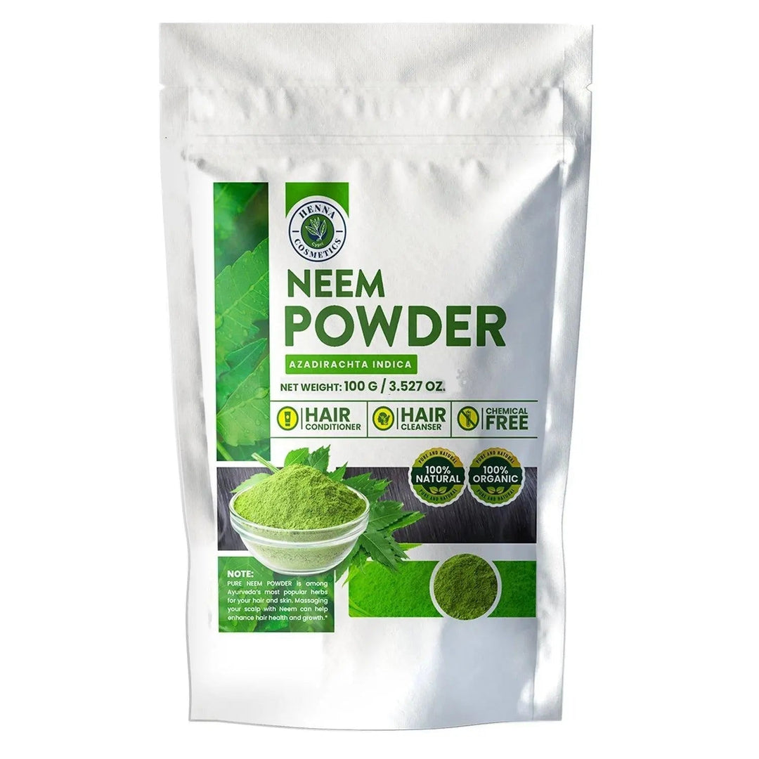 Neem Powder (Azadirachta Indica) 100 Grams (3.53 Oz.) Hair and Skin Supplement - Henna Cosmetics