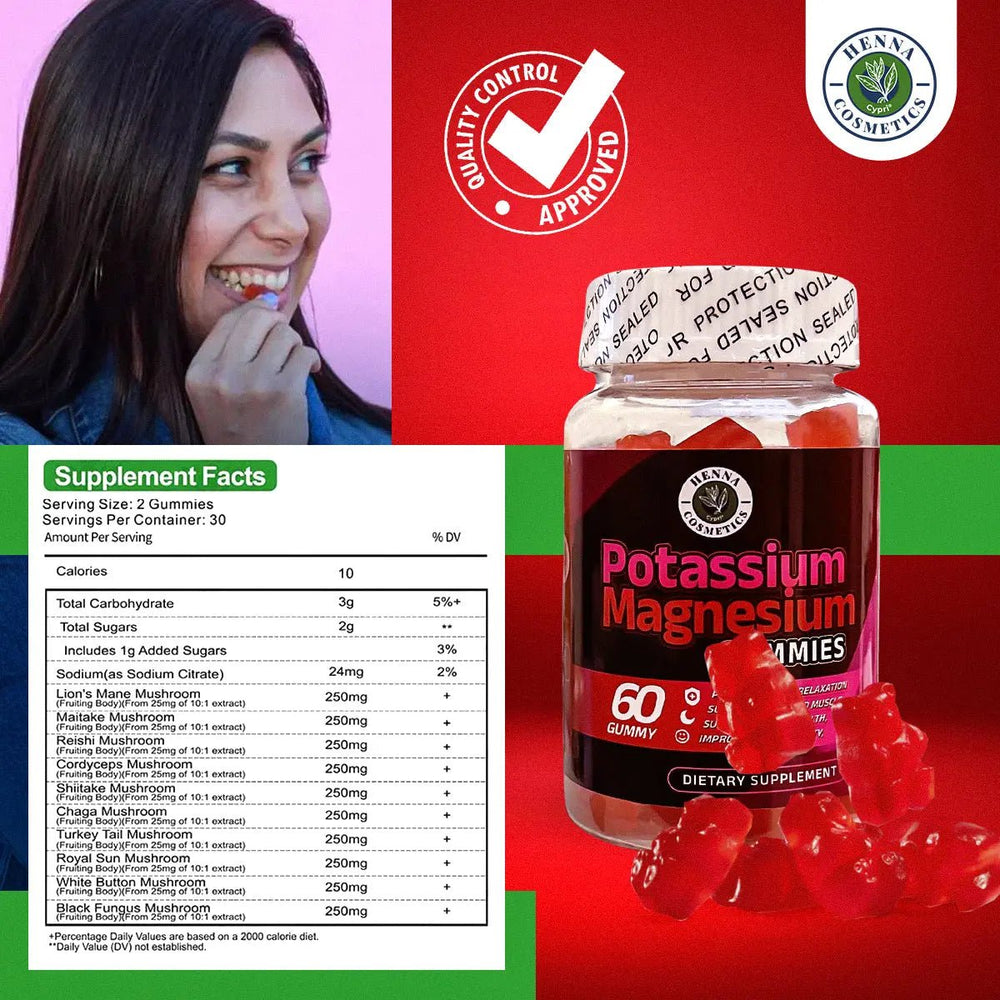 Potassium Magnesium 60-Gummies Dietary Supplement - Henna Cosmetics