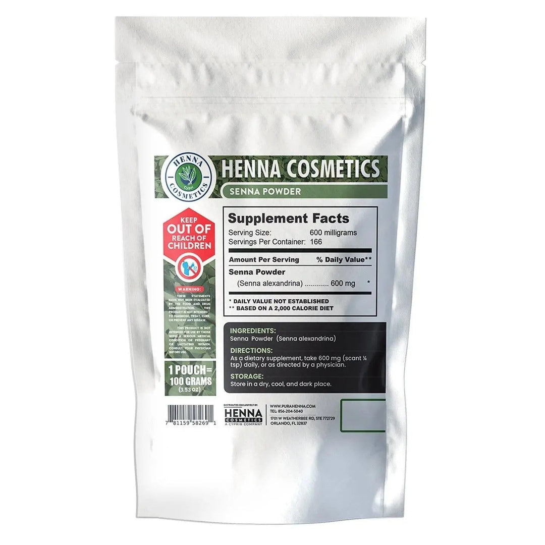 Senna Leaves Powder 100 Grams (3.53 oz.) Herbal Supplement - Henna Cosmetics