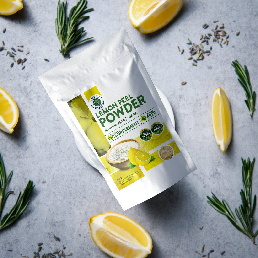 Lemon Peel Powder, 100% Organic Herbal Supplement for Skin, Vitamin C, Brightening and Immunity |200 Grams/ (7.05 Ounces) - Henna Cosmetics