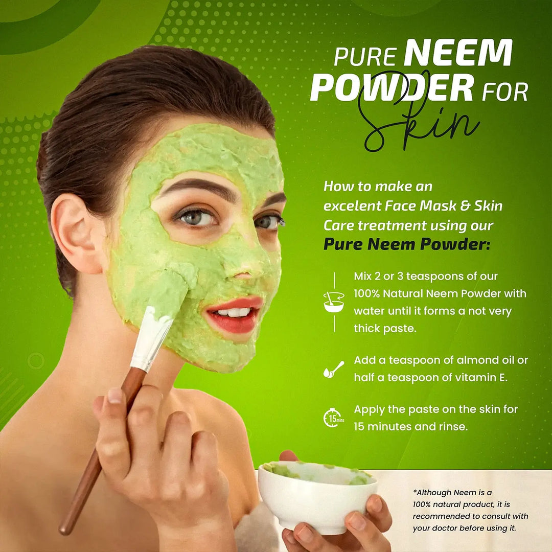 Neem Powder (Azadirachta Indica) 200 Grams (7.05 oz.) Hair and Skin Supplement