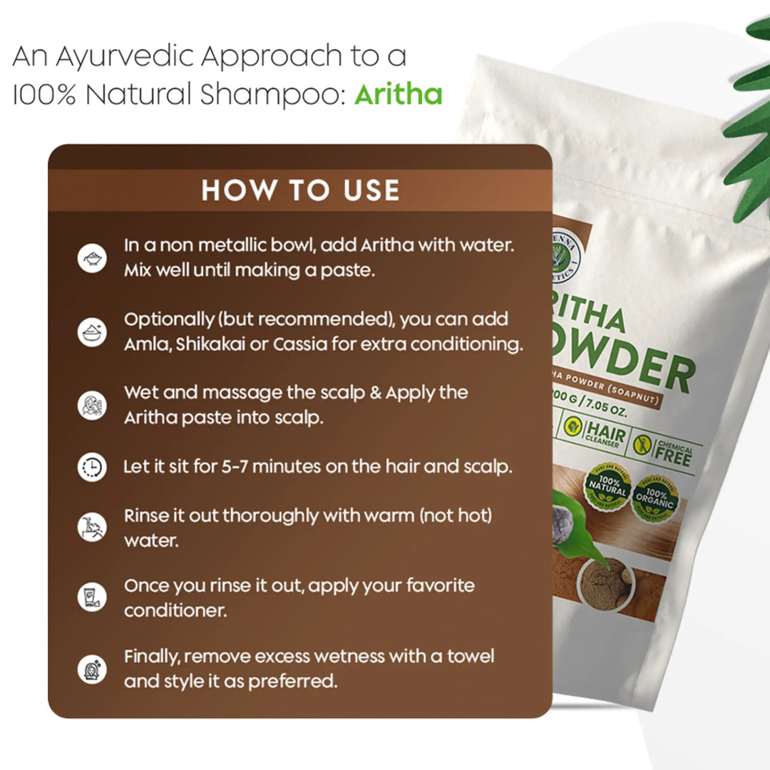 Soapnut Powder (Aritha) 100 Grams (3.23 oz.)  Hair & Skin Conditioner and Cleanser