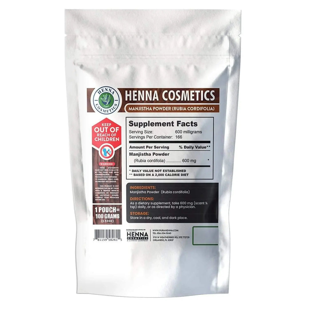 Manjistha Powder 100 Grams (3.53 oz.) Herbal Supplement