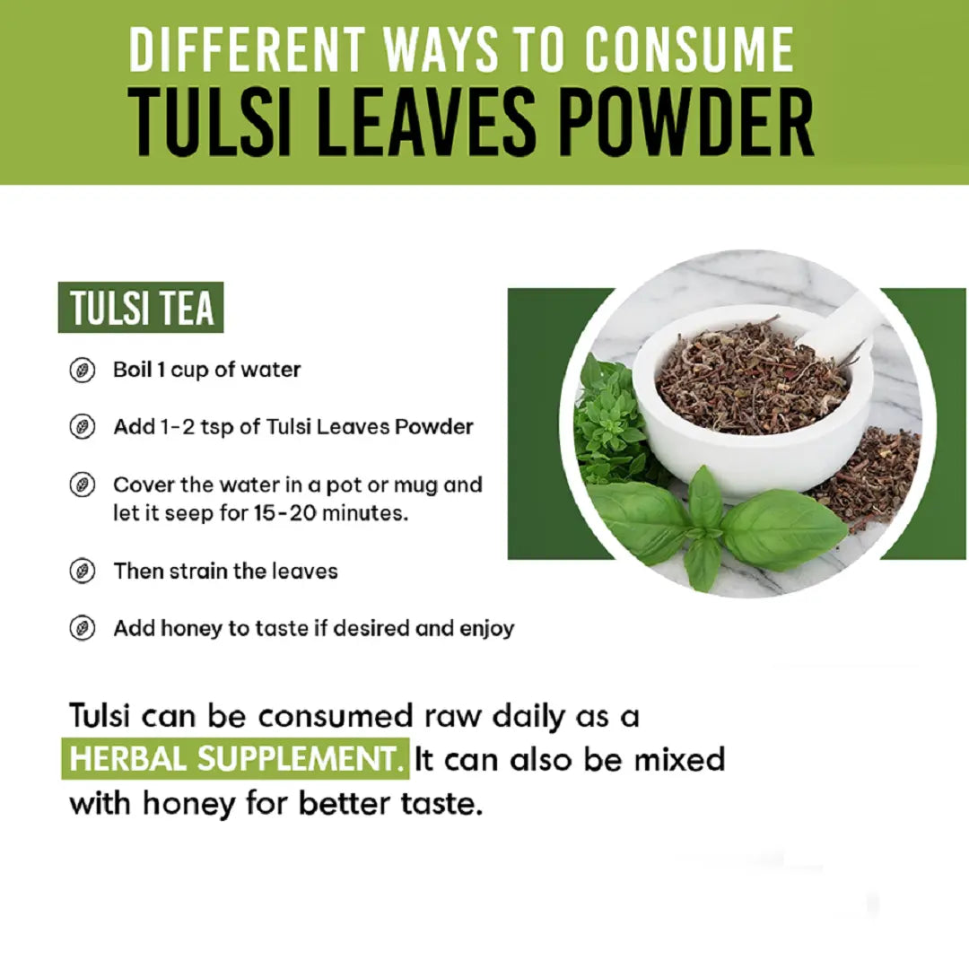 Tulsi Leaves Powder (Holy Basil) 200 Grams (7.05 oz.) Herbal Supplement