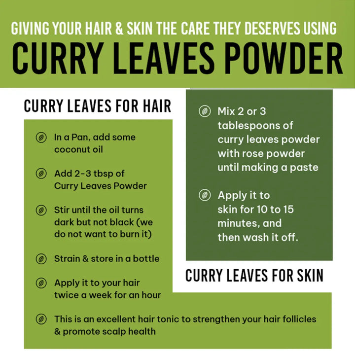 Curry Leaves Powder 200 Grams (7.05 oz.) for Hair Conditioning