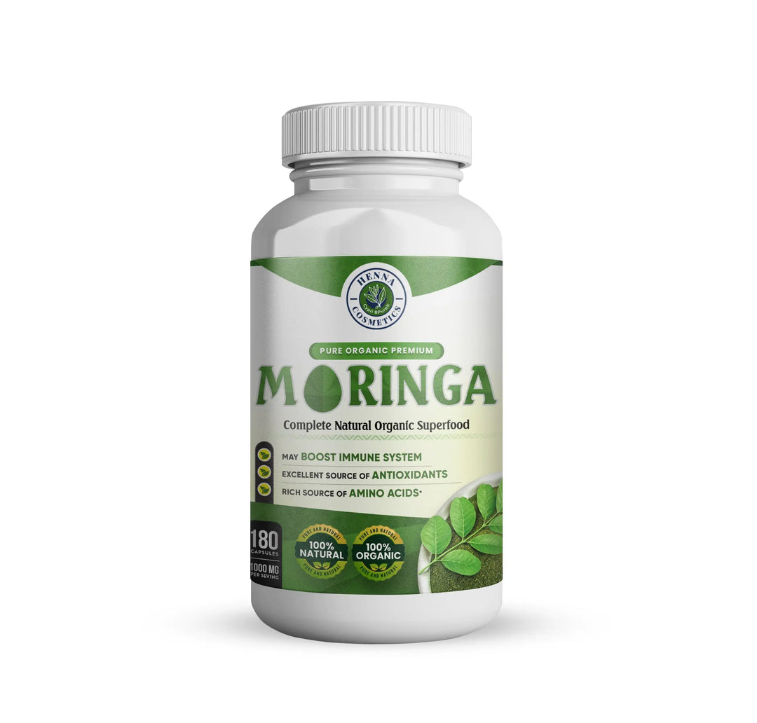 Moringa Oleifera 180 Capsules - Energy, Metabolism and Immune Support - Henna Cosmetics
