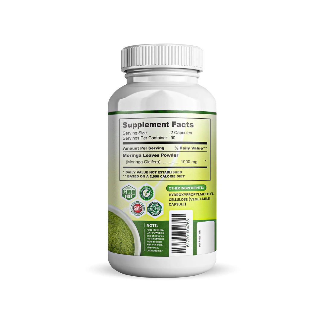 Moringa Oleifera 180 Capsules - Energy, Metabolism and Immune Support