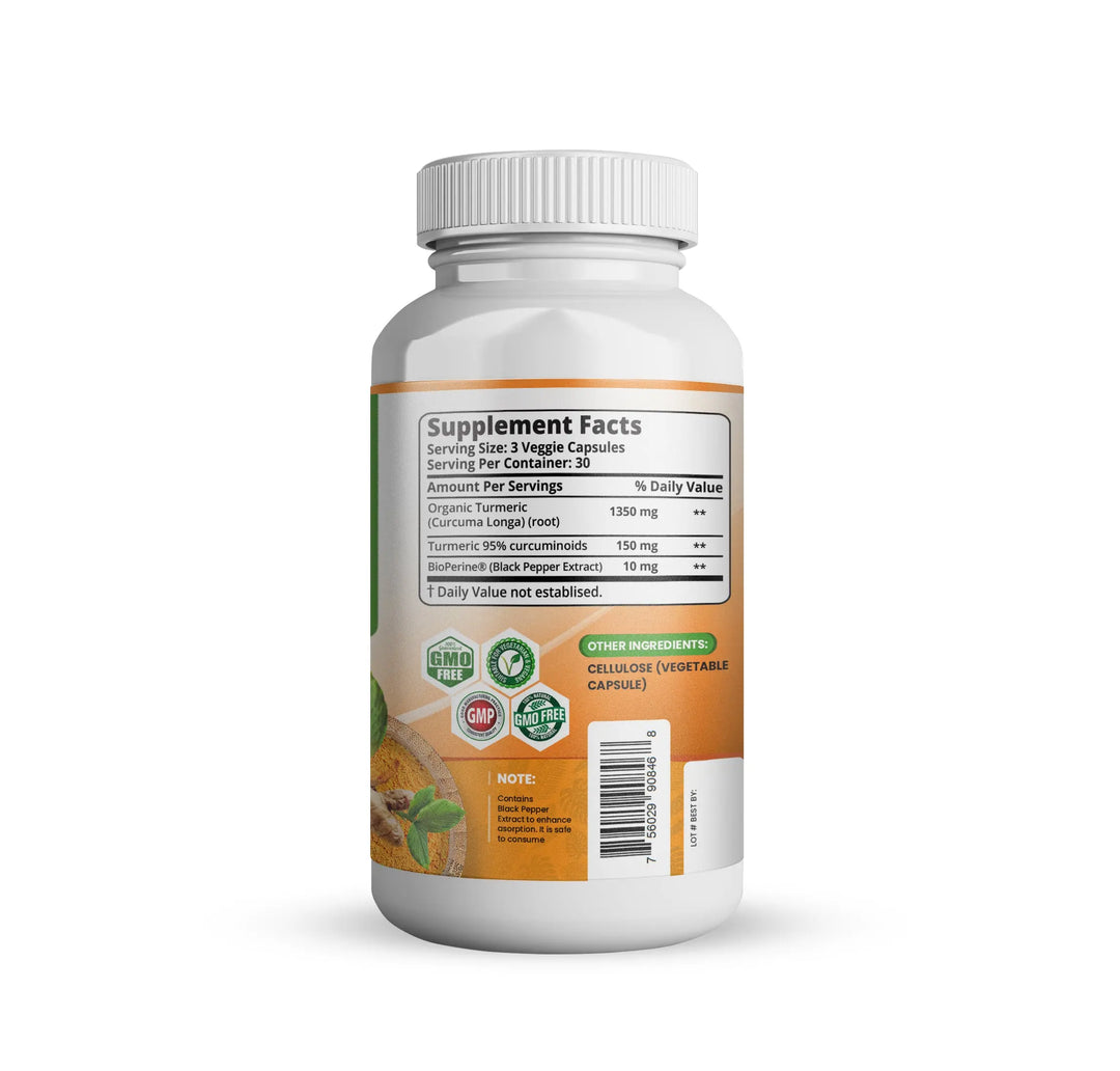 Turmeric Curcumin 1500 mg (90 Capsules) with Black Pepper - for Joints and Inflammatory Support