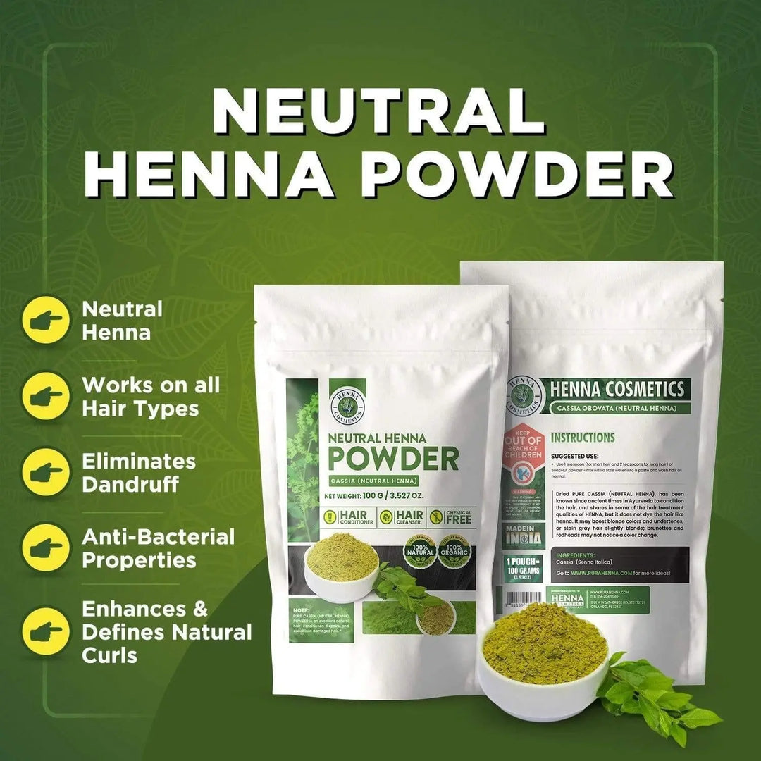 Cassia Obovata (Neutral Henna) Powder 100 Grams (3.53 oz.) Colorless Henna Hair Conditioner